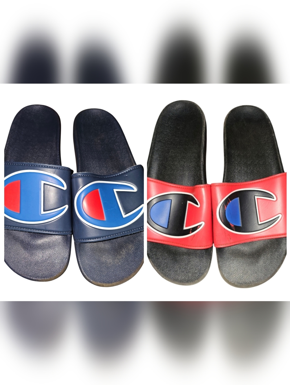 💰🔴Two Pairs Of Champion Red Logo Slide Sandals